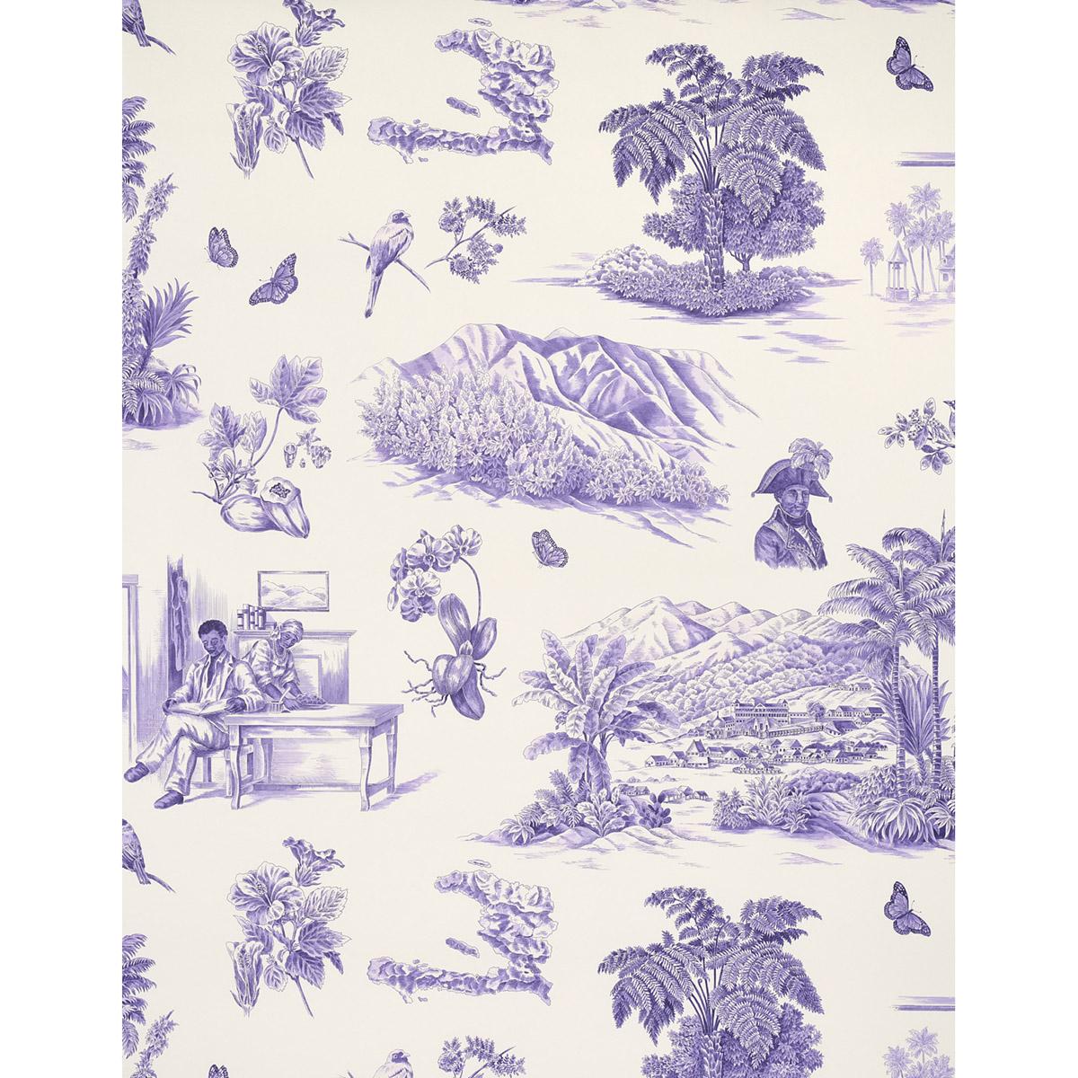 TOUSSAINT TOILE_PURPLE ON CREAM