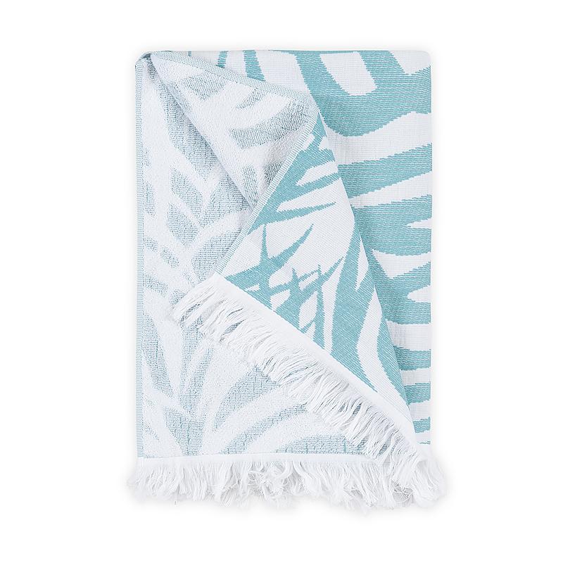 Zebra Palm Beach Towel_CERULEAN