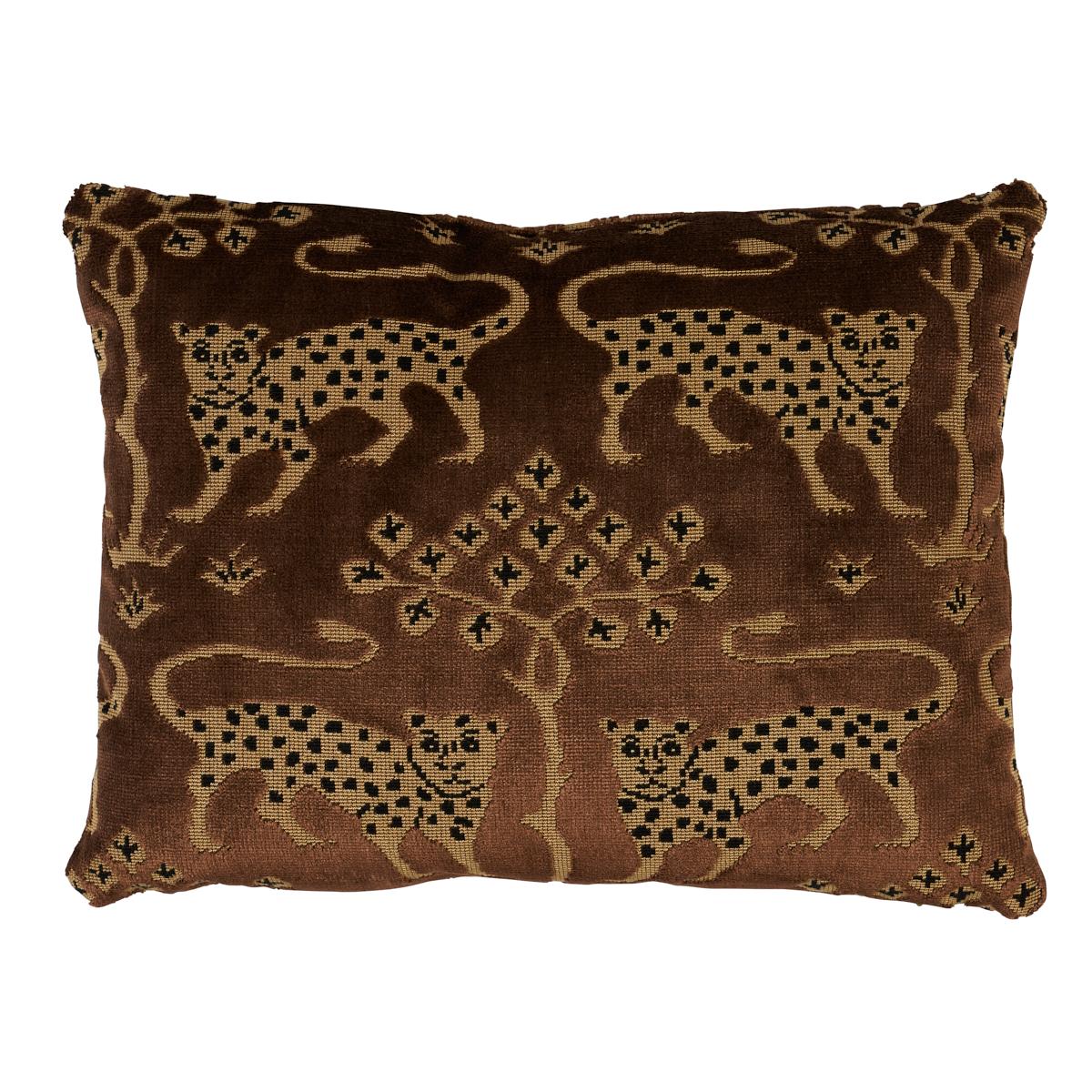 Woodland Leopard Velvet Pillow_SEPIA