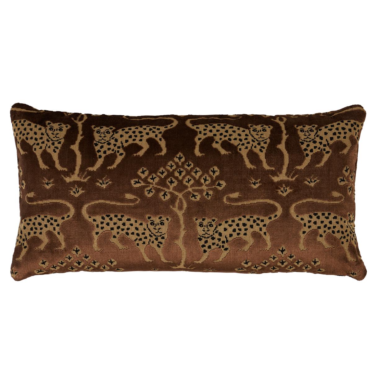 Woodland Leopard Velvet Pillow_SEPIA