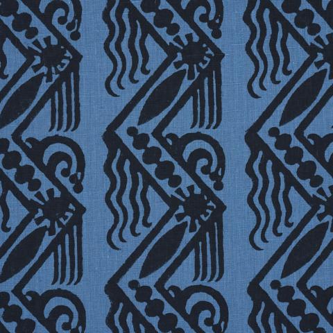 VENETIAN ZIG ZAG BLOCK PRINT_BLACK ON BLUE