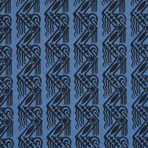 VENETIAN ZIG ZAG BLOCK PRINT_BLACK ON BLUE