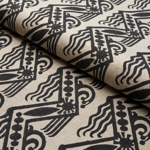 VENETIAN ZIG ZAG BLOCK PRINT_BLACK ON NATURAL