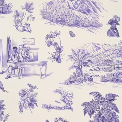 TOUSSAINT TOILE_PURPLE ON CREAM