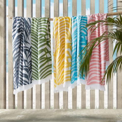 Zebra Palm Beach Towel_FLAMINGO