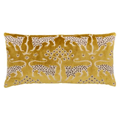 Woodland Leopard Velvet Pillow_GOLD